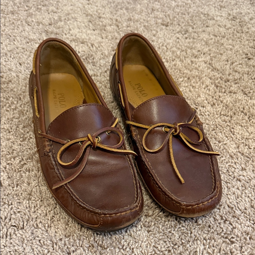 Polo by Ralph Lauren Men's Tan Leather Boat Shoes